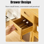Countertop Cabinet, Small Countertop Pantry, Countertop Storage Cabinet with Drawers for Kitchen Dinning Room (Light Brown-Single drawer-24.4in)