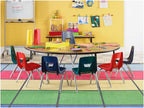 Lorell Classroom Student Stack Chairs, 18"H Seat, Navy/Silver, Set of 4