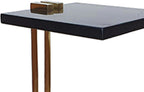 Benzara Dani Side End Table, Square Black Marble Top and Base, C Shape, 13 Inch