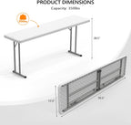 VINGLI 6 FT Narrow Folding Table,Premium Quality HDPE Material and Sturdy Metal Frame, Perfect for Buffet, Seminar, Party, Training, Home Work, White