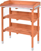 Outdoor Garden Wooden Potting Bench Work Station Table Tool Storage Shelf W/Hook