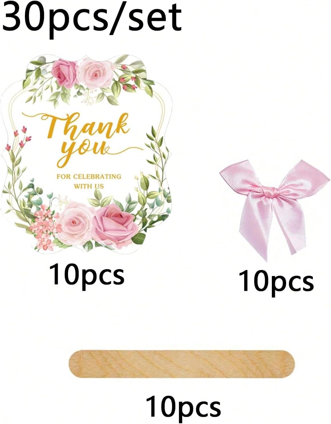 30Pcs Pink Bohemian Folding Hand Fans, Thank You Design Wedding Guest Gifts, Party Favors for Bridesmaids, Tea Party, Church Dance and Decorations