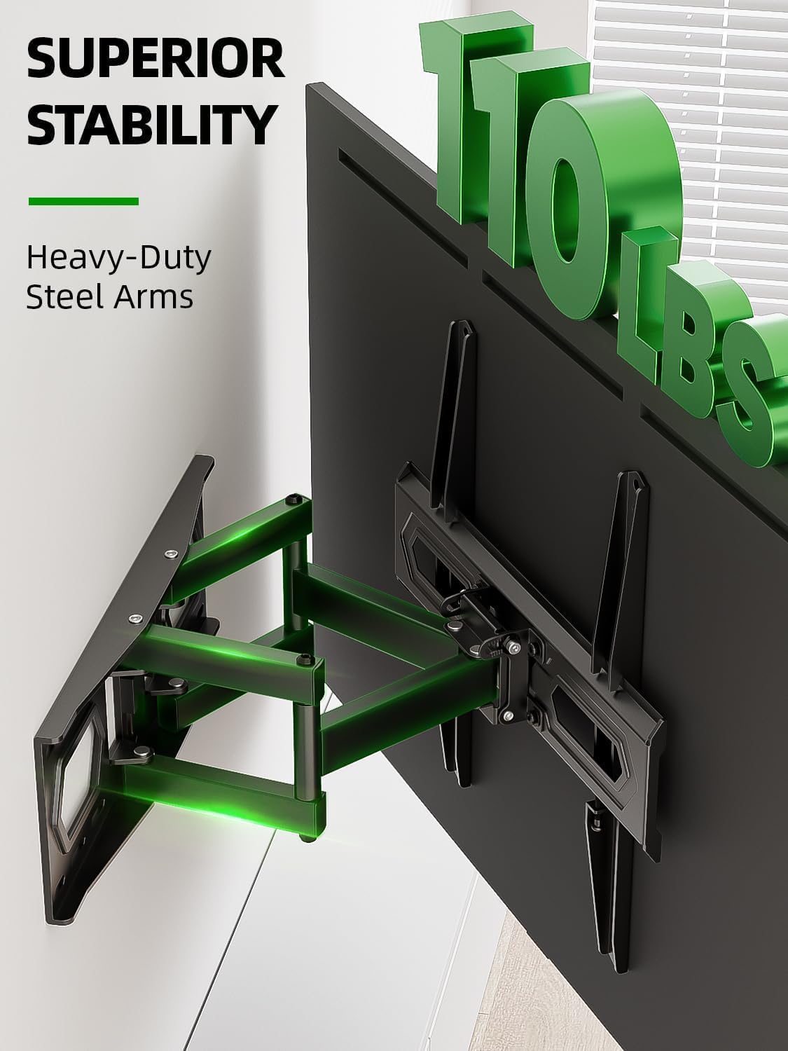 USX MOUNT TV Wall Mount for 32-74 inch Flat Screen/LED/4K up to 110lbs, Full Motion TV Mount Bracket with Swivel & Tilt Articulating Dual Arms, Max VESA 400x400mm, Fits 12/16" Wood Studs