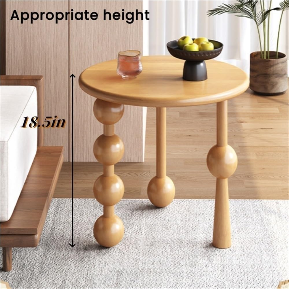 Creative Design Small Coffee Table Wood Round Side Table Retro Style 3-Legged Stable Practical End Table for Living Room Home Lightweight(Black)
