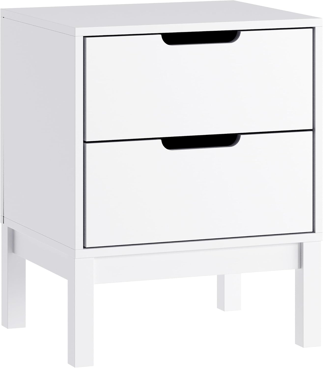 Flash Furniture Dallas Wood Nightstand Side Table, Kids Bedroom End Table with 2 Storage Drawers, Cutout Handles, Smooth Ball Bearing Slides, White
