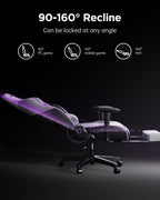 AutoFull C3 Gaming Chair, Ergonomic Wingless Cushion Computer Chair,PU Leather Racing Style Office Chair with Lumbar Support Pillow and Footrest,White