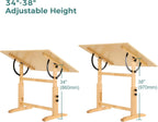 VISWIN Wood Drafting Table for Adults, 30" X 42" Extra-Large Drawing Table with Adjustable Height & Angle for Art Studio, Solid Pine Wood Artist Desk for Drawing, Drafting, Writing, Reading