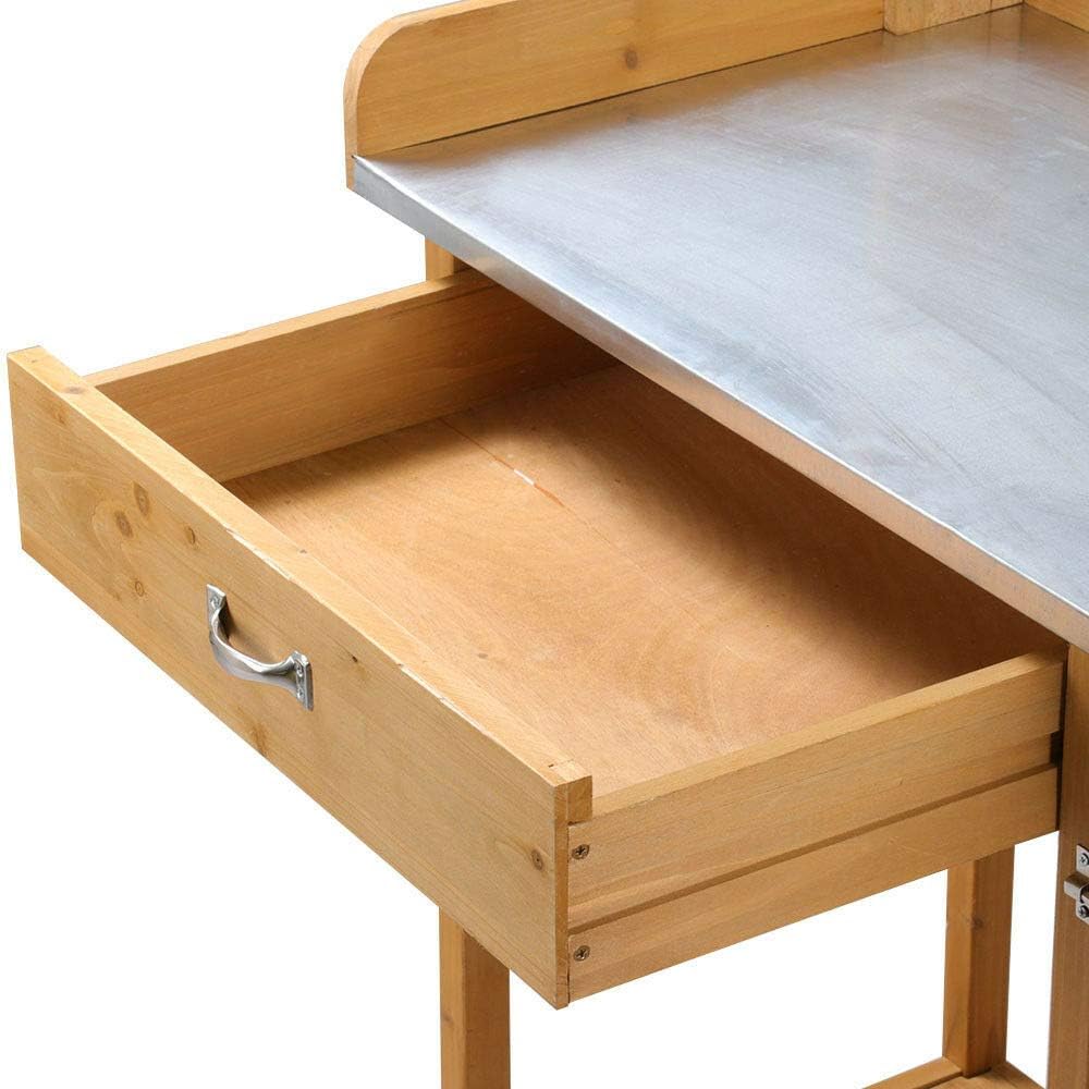 50" Heavy Duty Outdoor Garden Workbench Potting Bench Planter Table Wood Plating Shelf Cabinet Patio Working Space Crafting Gardening Lawn Backyard Tabletop Porch Balcony with Drawers