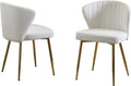 WUTUTUEE Velvet Vanity Chair Set of 2, Modern Makeup Chair with Back Golden Legs, Small Cute Accent Chair for Vanity, Living Room, Bedroom, White