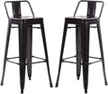 FDW Metal Bar Stool Set of 2 Height Adjustable 30 Inches Stackable Barstools Low Backrest Kitchen Chairs Patio Chairs Dining Stool Tolix Style Bar Stools,Black