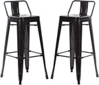 FDW Metal Bar Stool Set of 2 Height Adjustable 30 Inches Stackable Barstools Low Backrest Kitchen Chairs Patio Chairs Dining Stool Tolix Style Bar Stools,Black