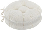 idee-home Round Chair Cushions Set of 2, Round Stool Seat Cushion 16 inch, Circle Chair Pads Corduroy with Ties Indoor Barstool Pads for Kitchen, Beige