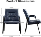 Big&Wide Office Guest Reception Chair Set of 2, Conference Room Chairs Waiting Room Chairs 2 Pack, Modern Leather Office Desk Chair No Wheels(Navy Blue)