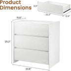 End Table with 3 Drawers,Bedside Table with Large Storage Cabinet, Modern Night Stand for Bedroom & Living Room, 23.6" W x 15.6" D x 25.2" H,White