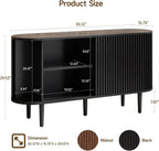 ONBRILL 55" Buffet Sideboard Cabinet with Sliding Doors, Mid-Century Modern Sideboard Buffet Cabinet with Storage & Adjustable Shelves, Accent Coffee Bar Console Table for Kitchen, Entryway, Black
