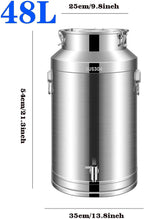 Metal Bucket, Milk Jug Sealed Tank 304 Stainless Steel Milk Transport Cans Bucket Milk Fermentation Tank Milk Wine Bucket Oil Tea Tank with Faucet for Liquid Storage and Transport(12.68Gal/48L)