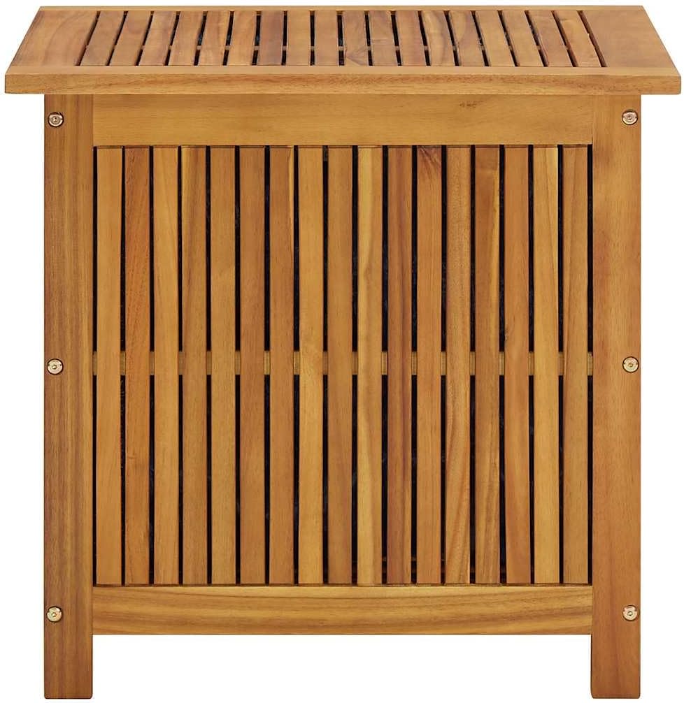 Solid Acacia Wood Patio Storage Box 23.6x19.7x22.8 Inch, Rustic Bench with Waterproof Bag for Cushions, Pillows, Garden Tools, Toys
