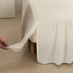 Bed Skirt Queen Size Ruffled Bed Skirt with Split Corners, Queen Bed Skirts 14 Inch Drop with Platform, 14'' Queen -Ivory