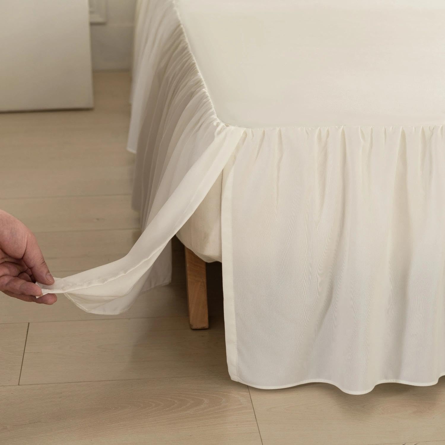 Bed Skirt Queen Size Ruffled Bed Skirt with Split Corners, Queen Bed Skirts 14 Inch Drop with Platform, 14'' Queen -Ivory