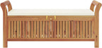 Gecheer Garden Storage Bench with Cushion 126 cm – Solid Acacia Wood Outdoor Storage Seat for Patio, Deck, or Yard