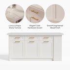 homary 71" White Kitchen Island with Storage Large Kitchen Cabinet with Drawers & Sintered Stone Top Island Table for Dining Room