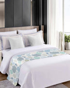 Blue Teal Coral Bed Runners for Queen Size Bed, Bed Throws for Foot of Bed, Summer Beach Starfish Coastal Modern Geometric Bed Runner Sofa Throw Bedding Scarf Protector Slipcover for Bedroom