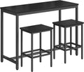 HOOBRO Bar Table and Chairs Set, 47.2" Rectangular Pub Table with 2 Stools for Small Space, 3-Piece Breakfast Stools Set, Sturdy Metal Frame, Easy to Assemble, Black BB52BT01