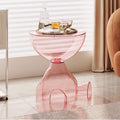 Side Table, Circle Coffee Tables, Sofa Table Nightstand, Small End Tables Accent Balcony Office, Modern Bedside Home Decor for Living Room, Bedroom, Small Spaces, Easy Assembly (Transparent Pink)