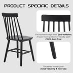 Black Dining Chairs Set of 6, 100% Solid Wood Farmhouse Kitchen Chairs, Armless Cottage Dinner Chair with Spindle Back, Windsor Dining Room Chairs for Kitchen (2 Boxes)
