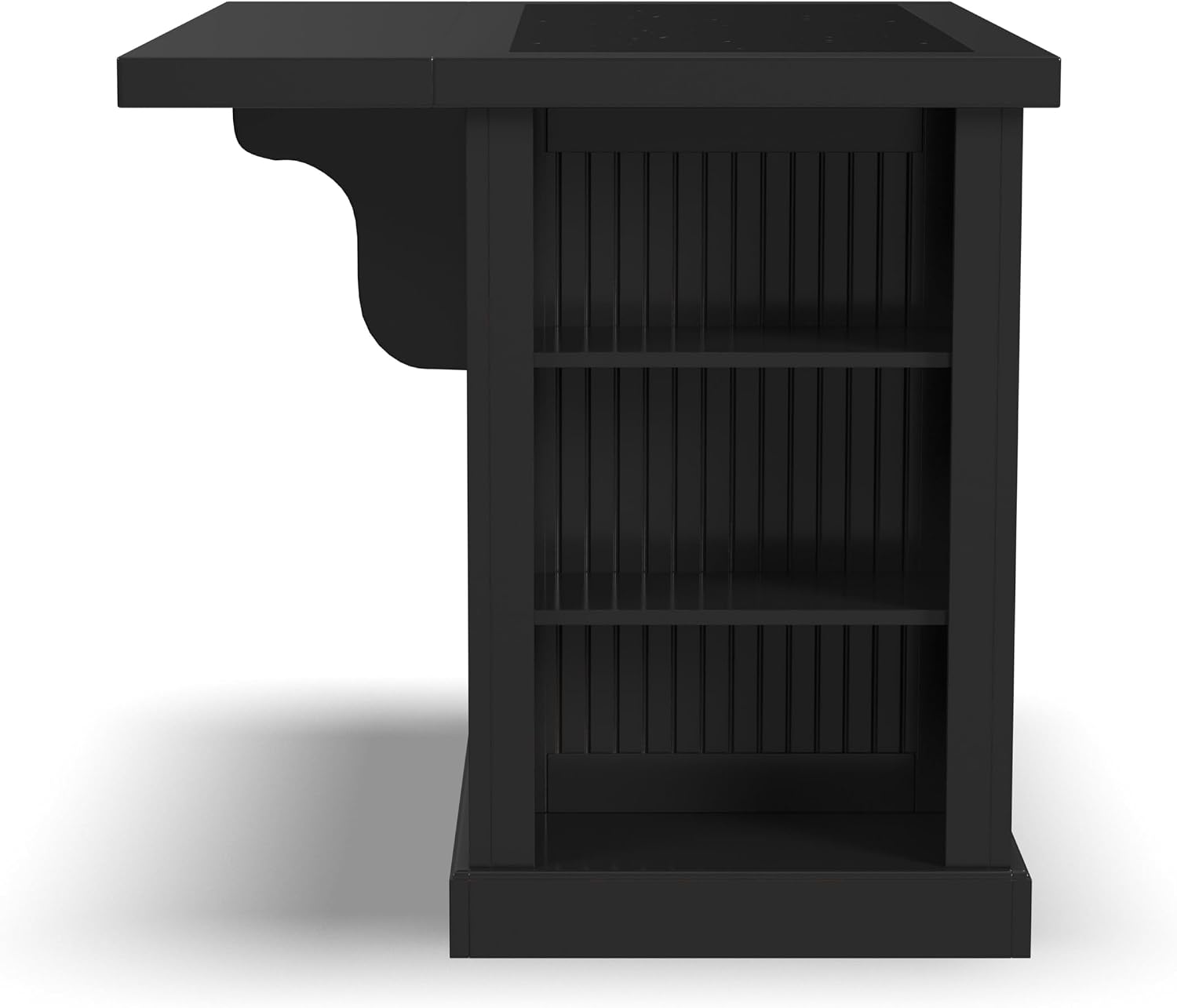 Homestyles Nantucket Distressed Black Kitchen Island with Black Granite and Wood Drop Leaf Breakfast Bar, 48"W