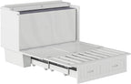 AFI, Nantucket Full Size Murphy Bed Chest with Mattress, Storage Drawer and Built-in USB Charger, White