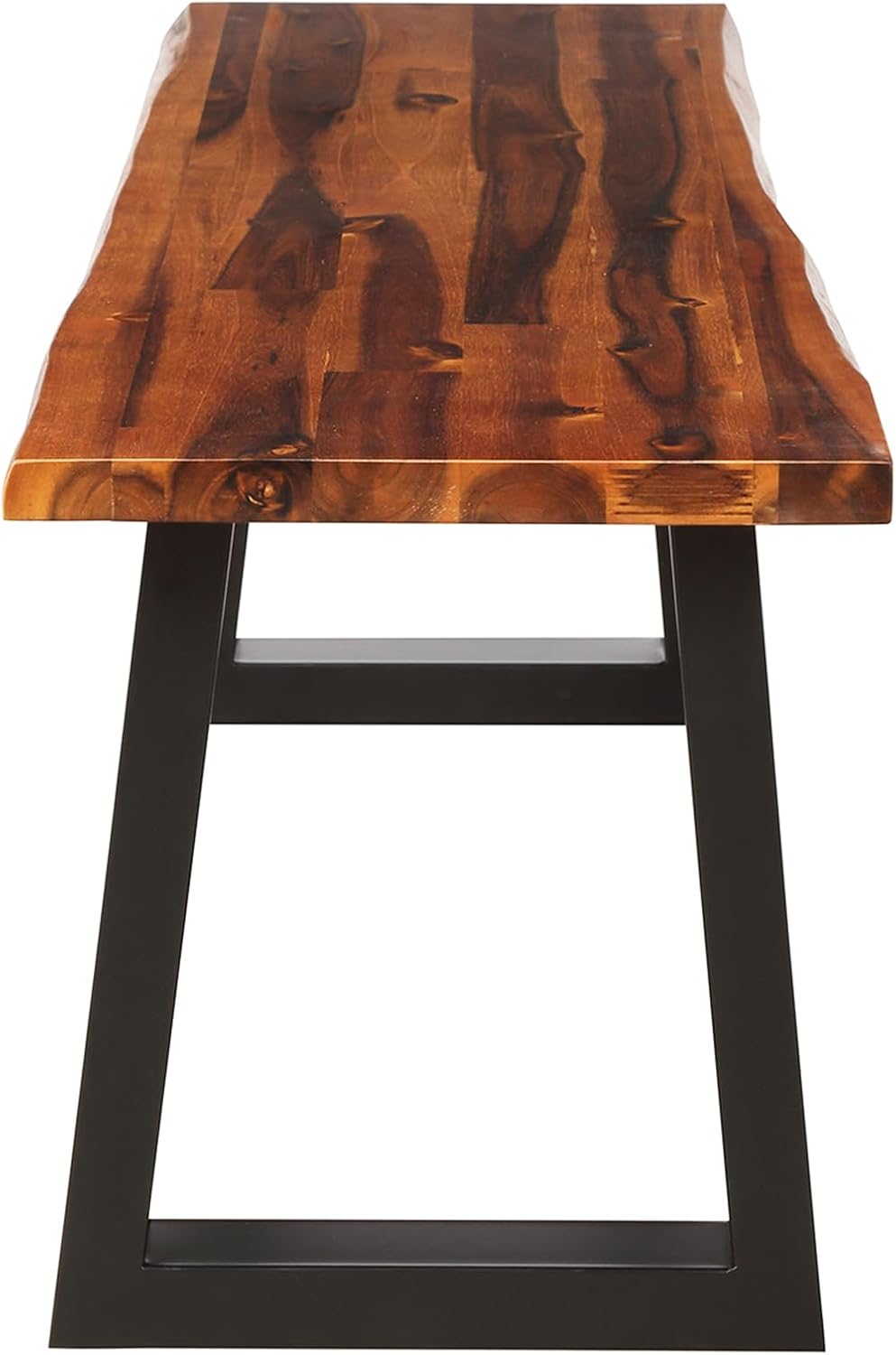 ERGOMASTER Outdoor Bench, 57.5" Dining Bench with Steel Legs, Acacia Wood, 385 Lbs Weight Capacity, 2 Pack