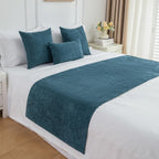 Chenille Bed Runner Soft Solid Color Bed Scarf for Twin Queen King Size Bed, Modern Minimalist, 12 Colors, 4 Sizes, Matching Pillow Covers Optional-White||2Pillowcase 30x50