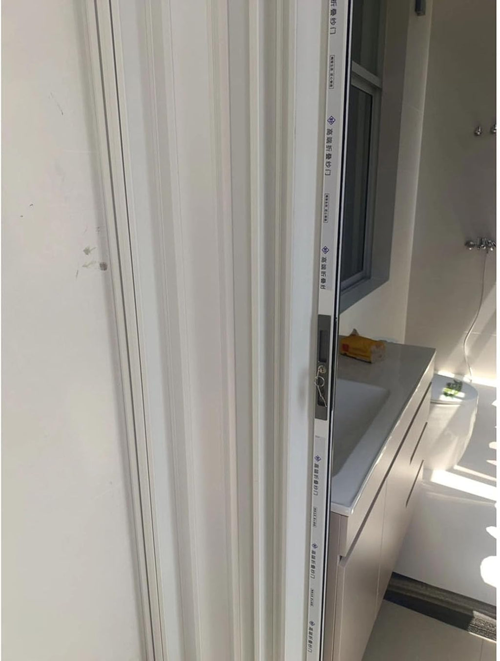 Foldable Laundry Room Door for Space Saving, Customizable Sliding Accordion Doors for Bedroom/Kitchen/Study Room, Waterproof & Easy to Install