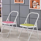 Yoga Folding Chair,Yoga Auxiliary Chair,Iyengar Metal Folding Chair,Reinforced Portable Backless Chair White 31.5in*18.5in*17.3in,Pink