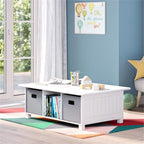 RiverRidge Kids Desk and Activity Table with 6 Storage Cubbies for Folding Bins - Art Craft or Train Table Design for Play Area Toy Organization - White