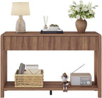FATORRI Console Sofa Table for Entryway, Wood Foyer Tables for Living Room, Farmhouse Couch Table behinde Sofa with 2 Drawers for Hallway Storage (47.2 inch, Walnut)