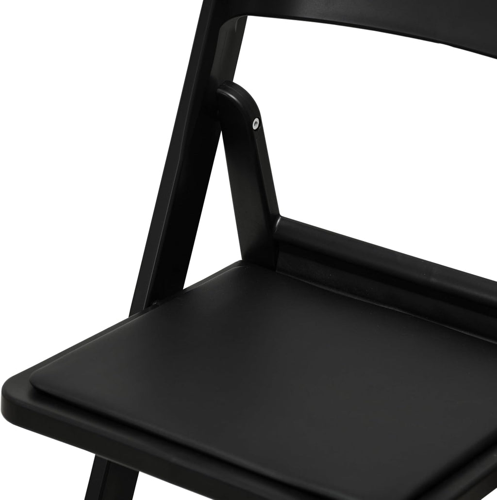 Flash Furniture Hercules Tucker Commercial Black Resin Folding Chair - Lightweight, Vinyl Padded Removable Seat, Indoor Outdoor Use, Event & Wedding Ready