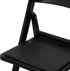 Flash Furniture Hercules Tucker Commercial Black Resin Folding Chair - Lightweight, Vinyl Padded Removable Seat, Indoor Outdoor Use, Event & Wedding Ready