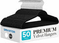 Smartor Black Velvet Hangers 50 Pack, Non Slip Clothes Hangers with Shoulder Notches, Premium Slim Space Saving Felt Hanger for Closet Organizers and Storage, Heavy Duty Hanger for Coat