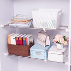 Hershii Expandable Closet Tension Shelf Rod Adjustable Storage Rack Heavy Duty DIY Organizer Divider for Wardrobe Cupboard Kitchen Bathroom