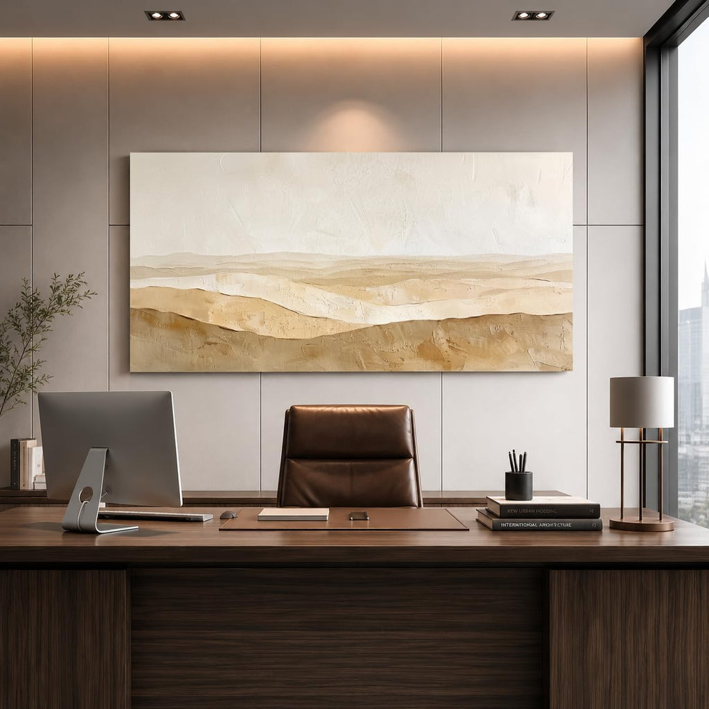 JILLICK Layered Beige Landscape Canvas Wall Art, Horizontal Textured Ridge Decor for Living Room Wall Art Decor, 46x23 in