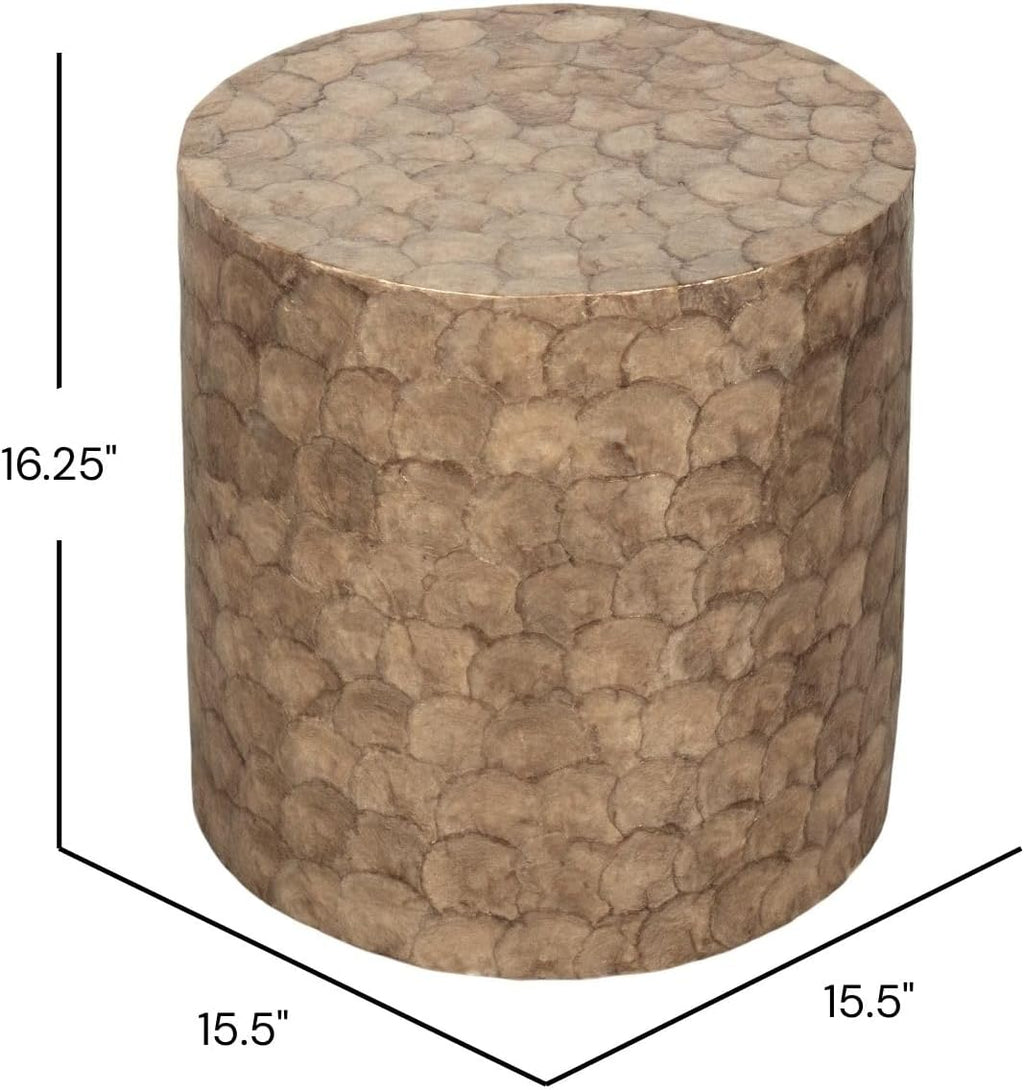 East at Main Capiz Shell Side Table – Tea Brown Accent Table, Small Decorative Round Table for Coastal and Modern Spaces