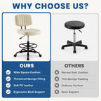 Simple Deluxe Armless Drafting Chair, Low Back PU Leather Office Seat with Footrest Ring, Swivel Rolling Stool for Standing Desk, Studio, Lab, Counter and Small Spaces, Beige