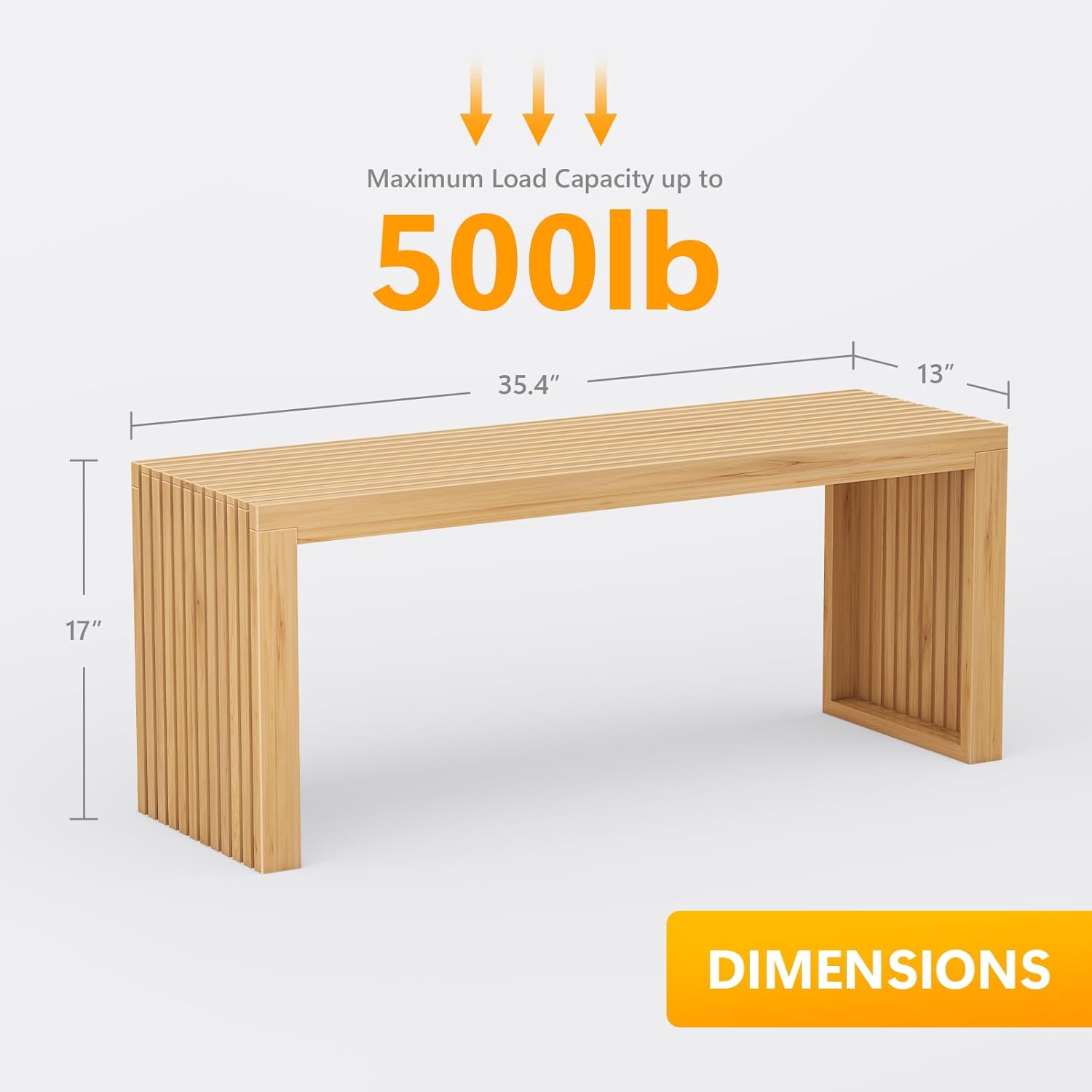 Bamboo Dining Bench, 35-inch Sleek Design Entryway Shoe Rack Bench, Indoor Kitchen Table Bench, Waterproof Outdoor Bench, Natural