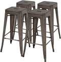FDW Counter Height Bar Stools Set of 4 Bar Stools 30 Inches Metal Stool Patio Stool Stackable Barstools Kitchen Counter Stool Indoor/Outdoor Stool Metal Bar Stools Moden Dining Chairs, Bronze
