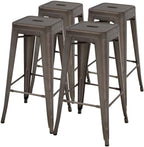 FDW Counter Height Bar Stools Set of 4 Bar Stools 30 Inches Metal Stool Patio Stool Stackable Barstools Kitchen Counter Stool Indoor/Outdoor Stool Metal Bar Stools Moden Dining Chairs, Bronze