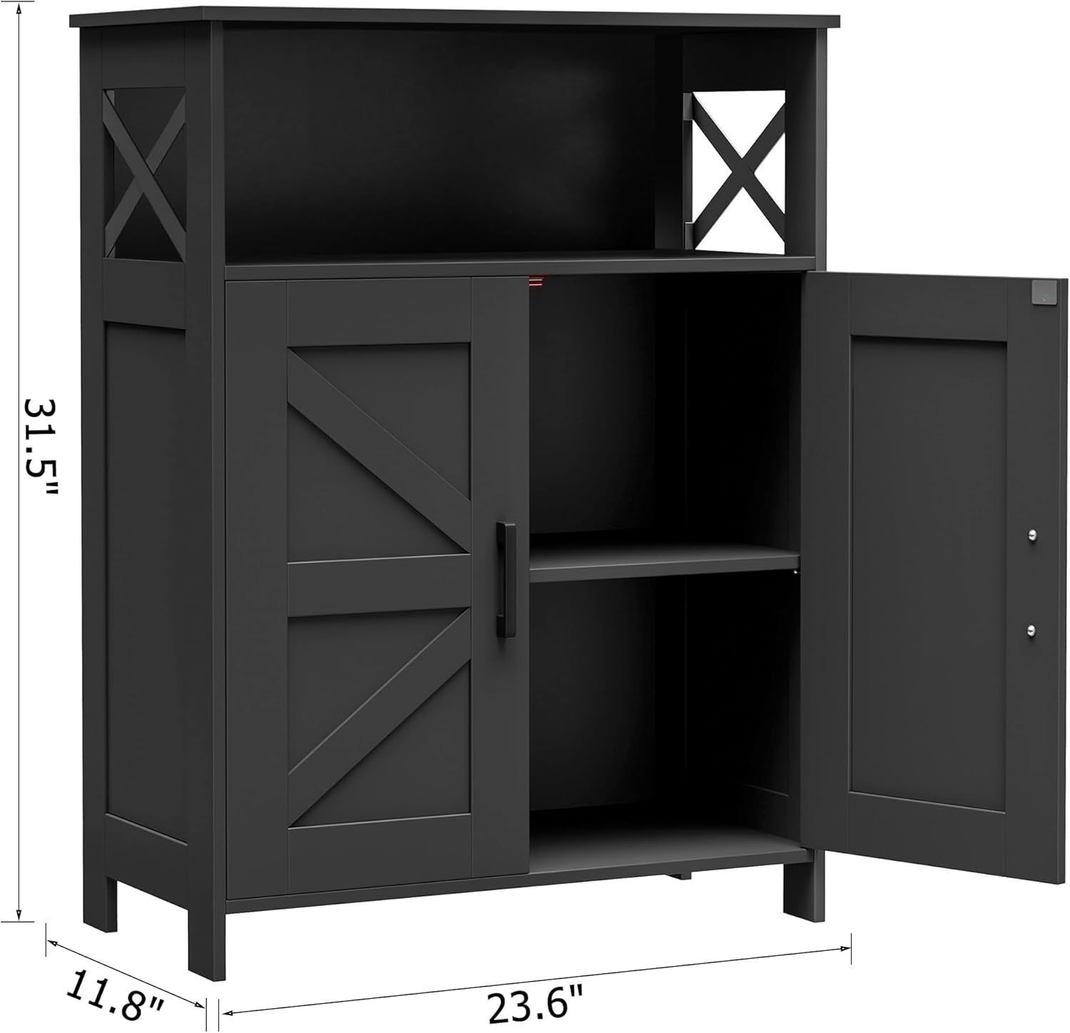 Homhedy Farmhouse Bathroom Storage Cabinet with 2 Doors, Toilet Paper Cabinet with Adjustable Shelf, Small Bathroom Cabinet for Kitchen/Laundry/Living Room, 11.8 x 23.6 x 31.5 Inches, Black