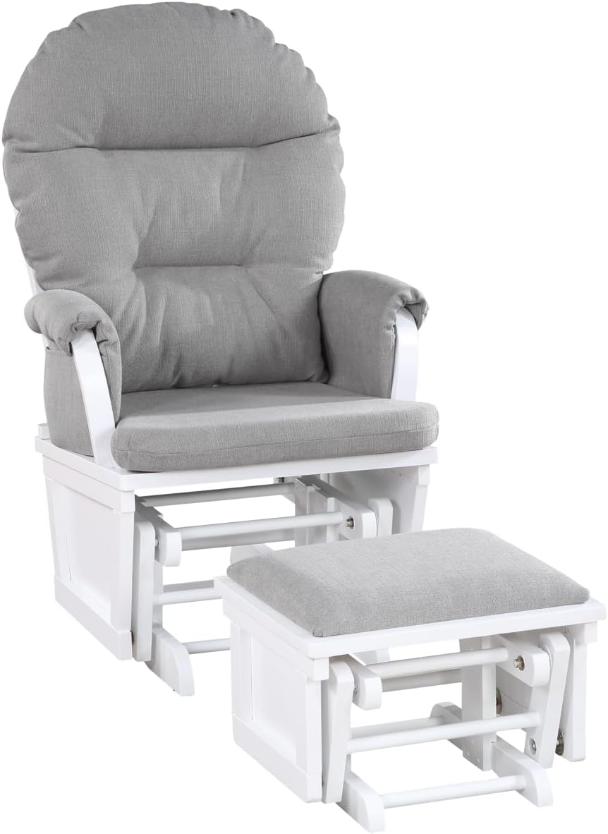 Madison Glider & Ottoman White/Oyster