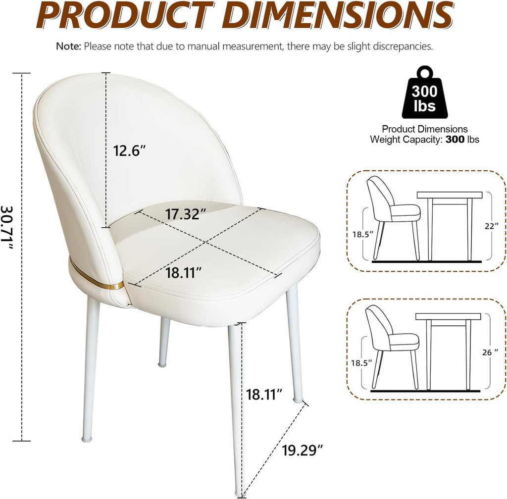 JPBSTO Swivel Vanity Chair No Wheels, Armless Desk Chair with Metal Legs, Single Dining Chair with Ergonomic Back for Bedroom, Office, Dining Room, Beige